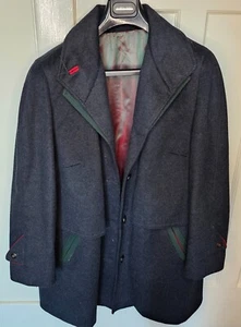 Vintage 80s Original Loden - Military Revial Grey Wool Cape Overcoat 20 XL Soho - Picture 1 of 12