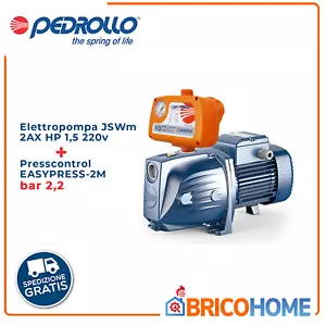 Elettropompa Pedrollo JSWm 2AX HP 1,5 220v + Presscontrol EASYPRESS-2M bar 2,2 - Foto 1 di 5
