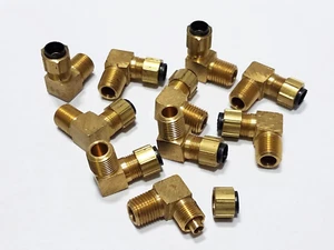 10 Brass WEATHERHEAD 1269x6 3/8" Tube OD x 1/4 NPT Polyline Flareless Male Elbow - Picture 1 of 8