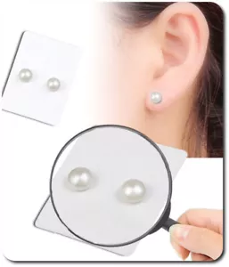 1 Paar Magnetische Ohrringe Perlen Magnet Ohrschmuck 6 mm Weiß-Silber Ohrstecker - Bild 1 von 1