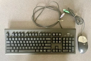 Dell Keyboard l30U KB3923 & HP Mouse US BLACK QWERTY wired PS/2 vintage - Bild 1 von 5
