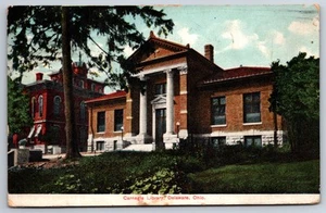 Delaware Ohio~Biblioteca Pública Carnegie~Columnas Corintianas~Pedimento~1912 Postal - Imagen 1 de 2