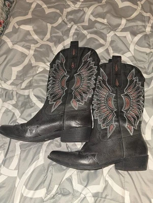 Botas vaqueras Coconuts Bandera para mujer negras con rojo - talla 7 Foto 1 de 4