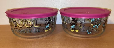 Pyrex Special Edition Mickey Minnie Donald Daisy Glass Storage Disney Containers - Image 1 of 4