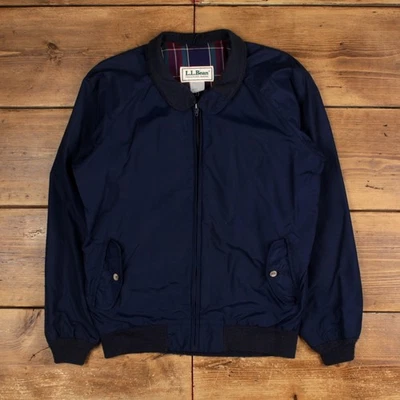 Vintage L.L. Bean Bomber Jacket M Tall Mens USA Made 90s Blue Casual Windbreaker - Image 1 of 4
