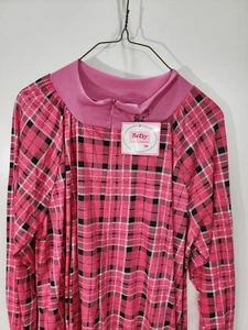 Betsy Womens Size Large L Lounge and Sleep Wear Nightgown Pink Long Sleeve Zip - Picture 1 of 12