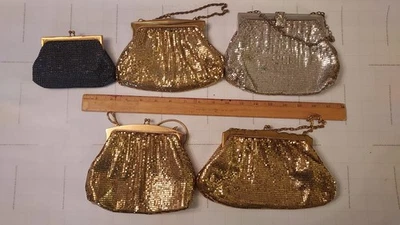 Whiting Davis Bolso Monedero Cuentas Lote Antiguo Broche de Cota de Malla Foto 1 de 4