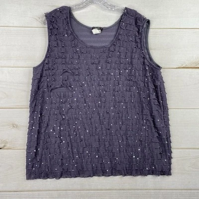 Top Cocomo Y2K para mujer 2X púrpura vintage años 90 lentejuelas caprichoso bruja volante Foto 1 de 4