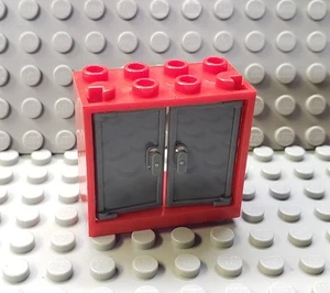 LEGO Red 2x4x3 Frame with Dark Bluish Gray Doors Cabinet - Picture 1 of 1