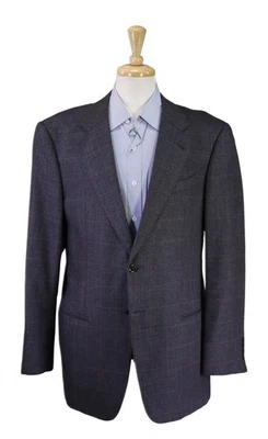 Abrigo deportivo Armani Collezioni negro rojo ventana tejido lana seda cachemir 42R Foto 1 de 4