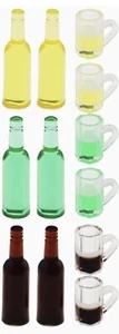 Miniature Dollhouse Drinks Set 1:12 Scale Pretend Play Food Bottles and Glasses - Picture 1 of 3