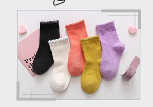 5 Pairs Kids Crew Socks Toddler Girl Casual Cotton Socks - Picture 1 of 4