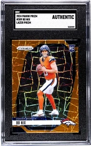 2024 Panini Prizm Bo Nix Orange Lazer Prizm SGC AUTH - Picture 1 of 2