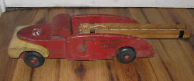 Antiguo camión de bomberos Buddy L de la década de 1940 escalera de extensión madera camión de juguete raro Foto 1 de 4