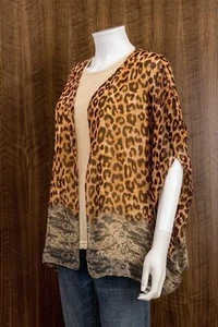SALON STUDIO Size S 2pc Panther Spots Sheer Blouse Tank Top Camisole - Picture 1 of 5