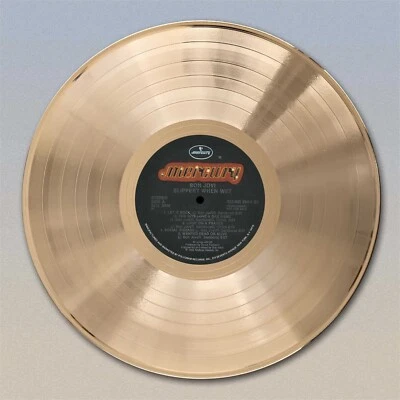 Arte de pared Bon Jovi "Slippery When Wet" Gold LP Record Foto 1 de 4