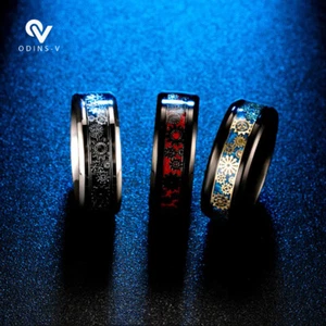 Men's Silver Dragon Wedding Cog Bands Black Gold Blue Rings UK Sizes Women's - Picture 1 of 24