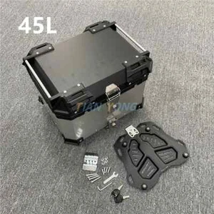 45L Aluminum Trunk Motorcycle Top Case Waterproof Storage Tour Tail Box Silver - Picture 1 of 3