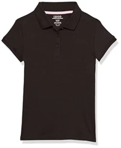 IZOD BLACK Girls  School Uniform Short Sleeve Interlock Polo Shirt  US 2T - Picture 1 of 2