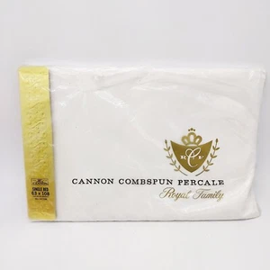 Vintage Cannon Royal Combspun Percale Sheet Single Bed White 63" x 108" - Picture 1 of 5