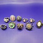 Lot Of 9 Vintage Stretch Fashion Rings Various Styles (c)