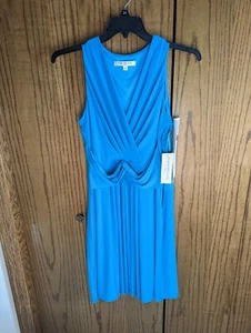NWT Evan Picone Size 10 Aqua Blue Pleated Dress - Picture 1 of 7