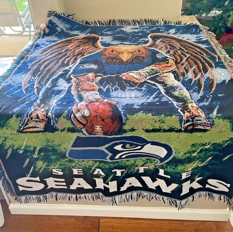 NFL SEATTLE SEAHAWKS Throw Blanket Woven Tapestry Northwest Cover