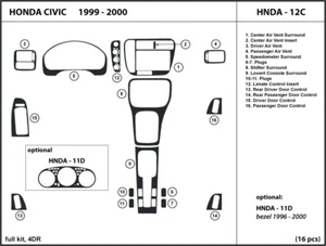 Kit de ajuste de tablero de fibra de carbono real para sedán Honda Civic 1999-2000 superposición interior - Imagen 1 de 1