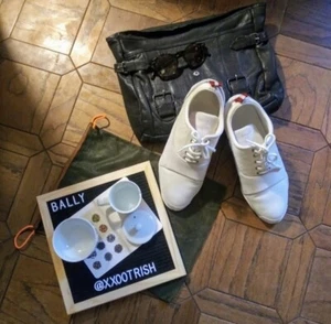 White Bally Men's Sneakers in EUC Size 8 - Picture 1 of 7