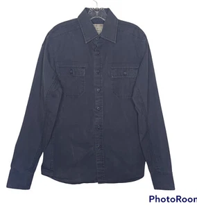 Fossil Mens Shirt Cotton Button Up Long Sleeve Pockets Indigo Blue Size Medium - Picture 1 of 6