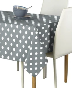 White Dot on Grey Signature Tablecloth Assorted Sizes - Picture 1 of 1