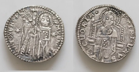ITALY, Venezia (Venice) Antonio Veniero. 1382-1400. AR Grosso (22mm 1,7g) Christ Cover