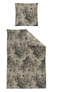 Irisette Sky Mako-Satin Bettwäsche 155x220 Blüten Blumen natur schwarz 8396-80 - Bild 1 von 3
