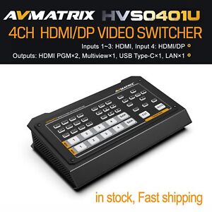 AVMATRIX HVS0401U 4-CH HDMI/DP Video Switcher PC Remote Control Live Streaming 