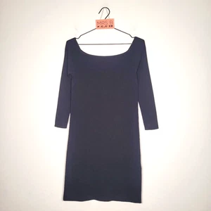 Abito Cos Small 8 Nero Bodycon Scollo Scoop Maglia Maniche 3/4 Corto Preloved - Foto 1 di 11