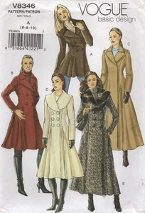 Vogue Sewing Pattern 8346 EASY Coat Jacket Lined Fit & Flare Size 6 8 10 NEW - Picture 1 of 13