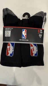 Neu NBA Logo Kinder 6 Paar Crew Socken grau schwarz weiß - Bild 1 von 2