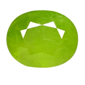 Sfene Fenomenale 13,31 Ct (16 x 13 mm) Pietre Preziose Ovali Verde Giallastro Naturale - Foto 1 di 7