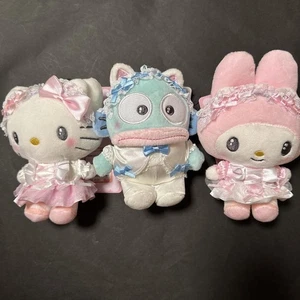 3er Set Sanrio weiße Katze Ballerina Plüsch Maskottchen Kitty My Melody Hangyodon Japan - Bild 1 von 24