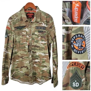 NUEVO Camisa Miltary Storm de Superdry para Hombre XL 42 Chaqueta Camuflada Verde Marrón - Imagen 1 de 10