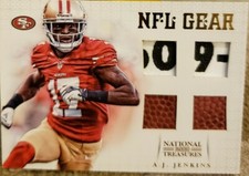 A.J. JENKINS 2012 National Treasures Quad Jersey LAUNDRY TAG PATCH #/15 49ers AJ