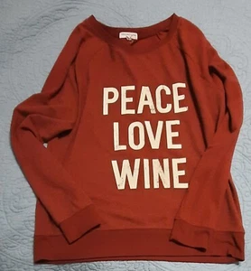 Sweat PEACE LOVE WINE grand doux confortable fils grison bordeaux - Photo 1/6