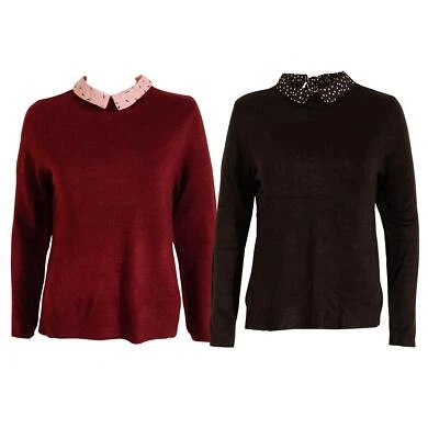 Dorothy Perkins Tie Neck Mock Blouse under jumper in Black or Burgundy - Image 1 of 3
