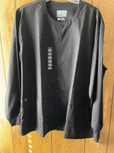 WonderWork Unisex Long Sleeve Snap Front Scrub Jacket 800A Black Large - Picture 1 of 1