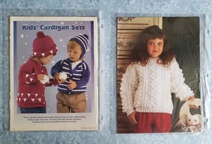 LOT 2 CROCHET Children’s Snowball Sweater+Cardigan Hat Set PATTERN ONLY boy girl - Picture 1 of 15