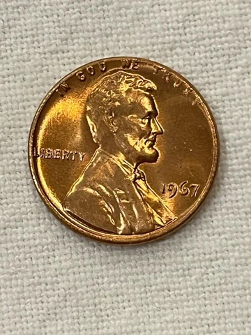 1967 U S Penny 1 Cent,  UNC,  PLANCHET MINT ERROR w/ LIBERTY - GOD - WE - TRUST Cover