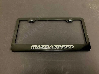 1x Marco de matrícula MAZDASPEED 3D emblema NEGRO INOXIDABLE LIBRE DE ÓXIDO + tapa de rosca Foto 1 de 2