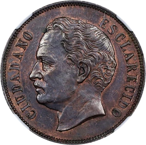 1863-E VENEZUELA REPUBLIC COPPER ESSAI 2 CENTAVOS KM-E2 NGC SPECIMEN 61 BWN - Picture 1 of 6