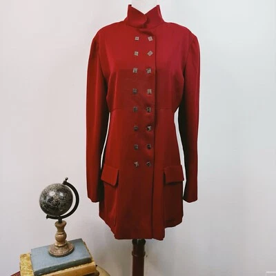 Abrigo Chaqueta Karl Lagerfeld Vintage Rojo Cuello Mandarín Años 80 Talla 42 Lana Clásica Foto 1 de 4