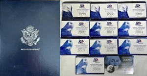 1999-2009 Run 11 Clad Quarters Proof Sets 50 State, Territories, + Collector Box - Picture 1 of 12